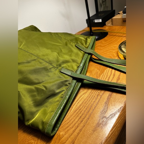 Prada Green Nylon Tote w/ Leather Trim - Picture 10 of 12